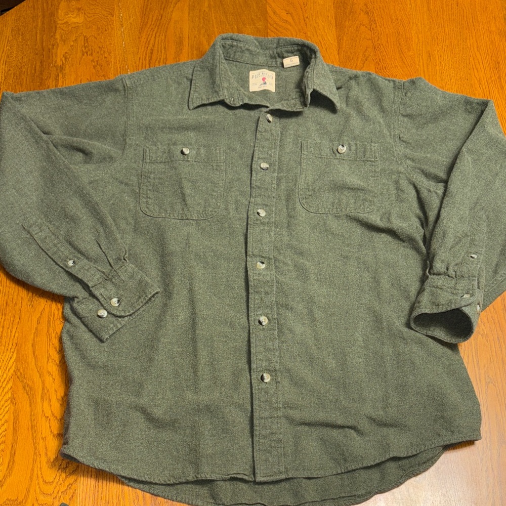 redhead large women’s flannel Olive Green button down Shirt